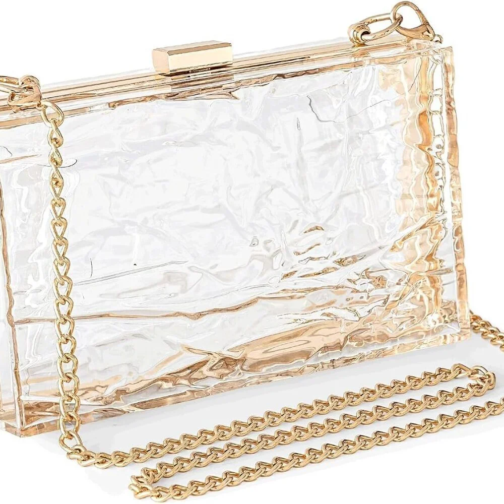 Women's Clear Acrylic Purse Evening Bag Clutch Crossbody Wedding Party